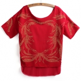 2013 Άνοιξη και Καλοκαίρι Νέα Άφιξη Εκτύπωση Patter Κοντομάνικο T-shirt Κόκκινο